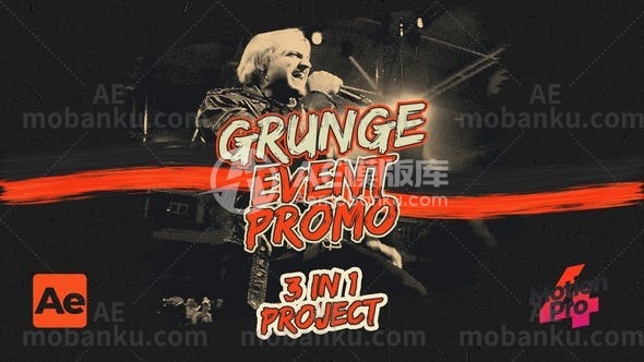 27784创意促销视频AE模板Grunge Event Promo