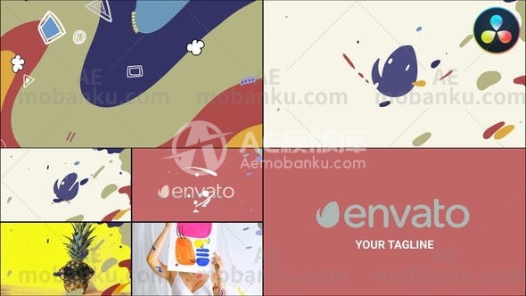 27792波浪logo演绎动画AE模板Wave Logo Reveals And Transitions for DaVinci Resolve