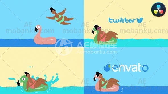 27795假期logo演绎动画达芬奇模版Vacation Logo for DaVinci Resolve