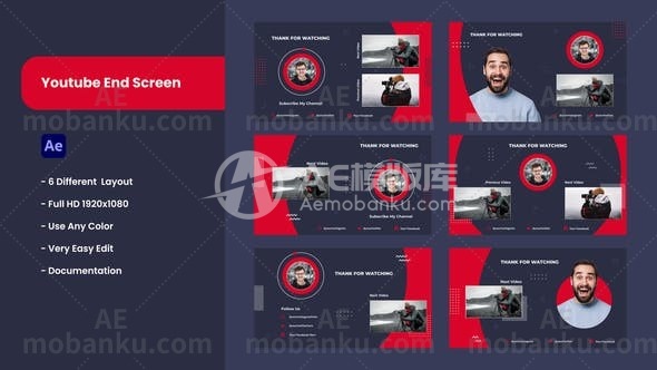 27805创意视频包装AE模版Youtube End Screen