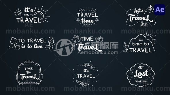 27817旅游卡通文字logo演绎AE模版Travel cartoon text logo animations [After Effects]
