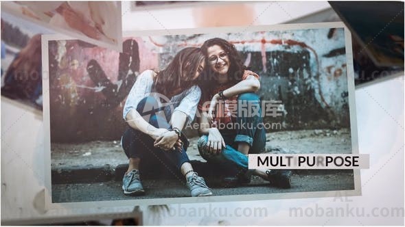 27836创意图文展示动画AE模版Painted Memories Slideshow