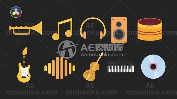 27855音乐图标icons动画AE模版Music Icons