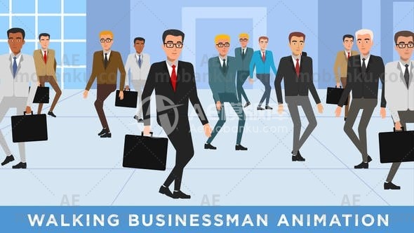 27866行走商人动画AE模版Walking Businessman Animation