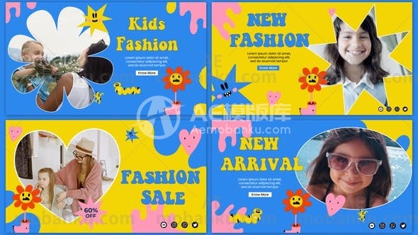 27877鲜艳的儿童图文展示动画AE模版Bright Colour Kids Slideshow