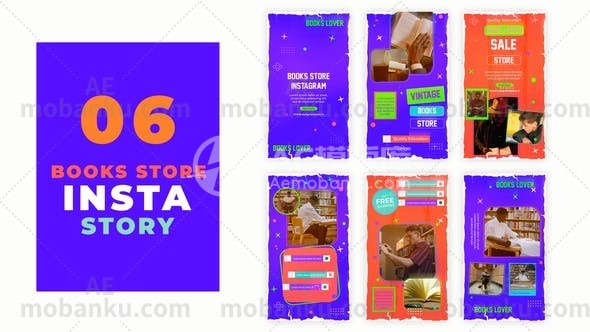 27881图书商店Instagram故事AE模版Books Store Instagram Story