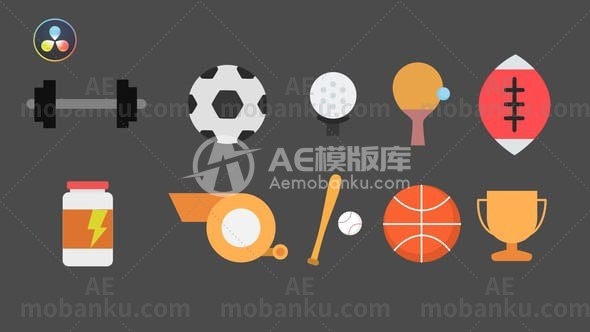 27898运动图标ICONS动画AE模版Sport Icons