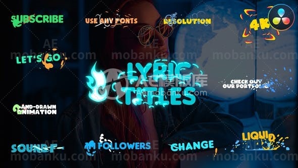 27906歌词标题达芬奇模版Lyric Titles | DaVinci Resolve