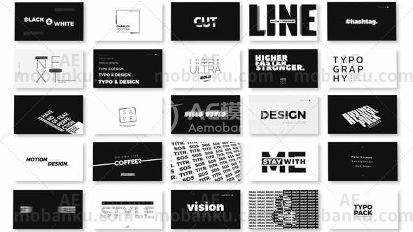 27907大黑标题和排版动画AE模版Big Black Titles And Typography