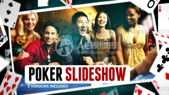 27911扑克图文展示动画AE模版Poker Gambling Cards Slideshow