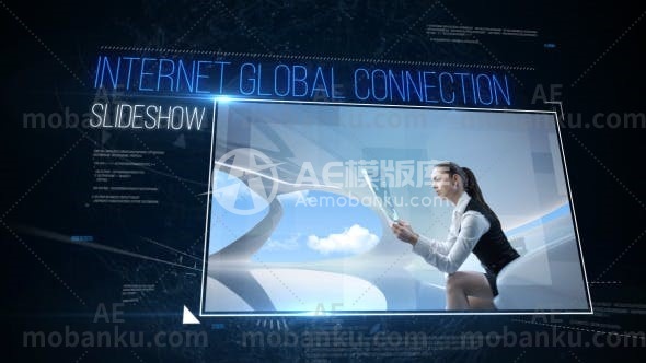 27913互联网全球连接动画AE模版Internet Global Connection Slideshow