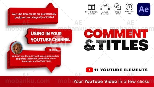 27943文字标题评论动画AE模版Titles and Comments