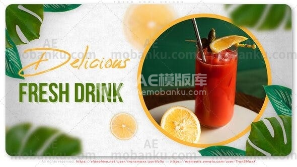 27963新鲜清凉饮料视频AE模版Fresh Cool Drinks