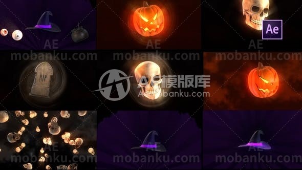 27972万圣节幽灵般转场过渡动画AE模版Halloween Spooky Transitions