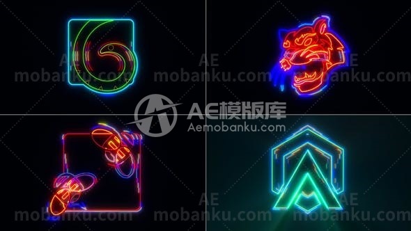 27985霓虹灯logo演绎动画AE模板Neon Logo