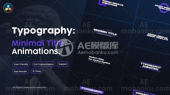 28004迷你文字标题动画达芬奇模版Minimal Titles for Davinci Resolve v3.0