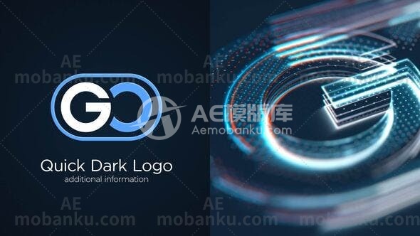 28044创意3D logo演绎视频开场AE模版Quick Dark 3D Logo Reveal