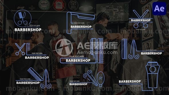 28051理发店标题AE模版Barbershop Titles | After Effect