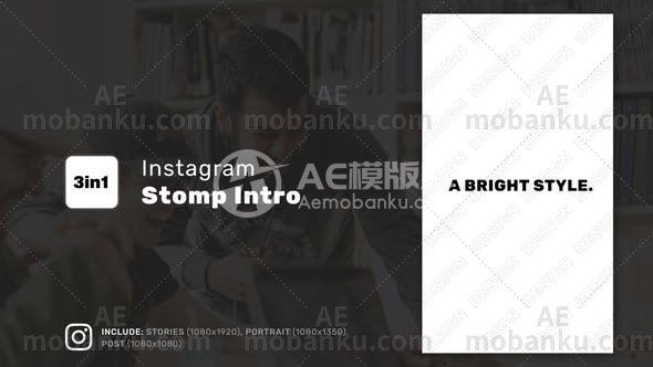 28054Instagram快闪视频包装AE模版Instagram Stomp Intro