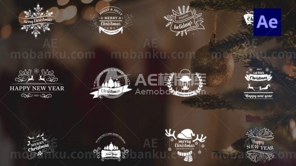 28056圣诞节创意视频AE模版Christmas Badges