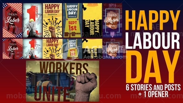 28062创意视频包装AE模版Labours Day Pack