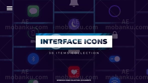 28064创意图标icons动画AE模版Interfaces Icons