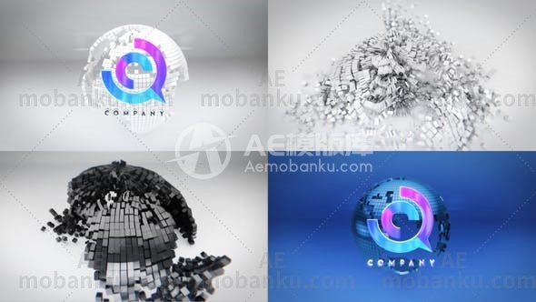 28077创意视频包装AE模版Cube Globe Logo Reveal Bundle