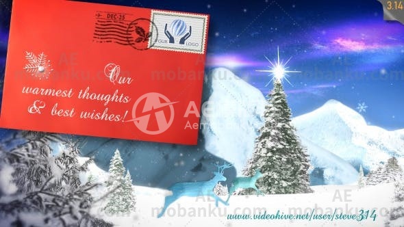 28082圣诞问候电子明信片AE模版Christmas Greetings e-Postcard