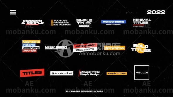 28093迷你文字标题动画AE模版Minimal Titles 6.0 | AE