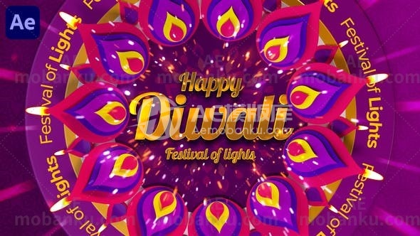 28094排灯节节日创意视频包装AE模版Happy Diwali