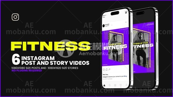 28120健身促销社交故事动画AE模版Fitness Promo Social Post And Story Animate
