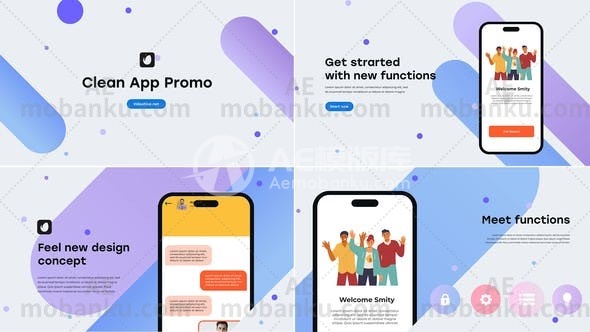 28122简洁手机APP促销视频包装AE模版Clean App Promo