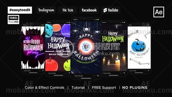 28129万圣节Instagram故事AE模版Halloween Instagram Stories