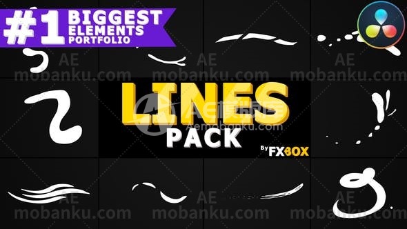 28159飞行卡通线条达芬奇模版Flying Cartoon Lines | DaVinci Resolve