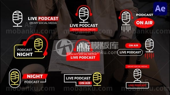 28179字幕条动画AE模版Podcast Lower Third | After Effect