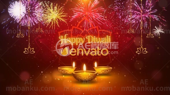28183排灯节节日创意视频包装AE模版Diwali Greetings