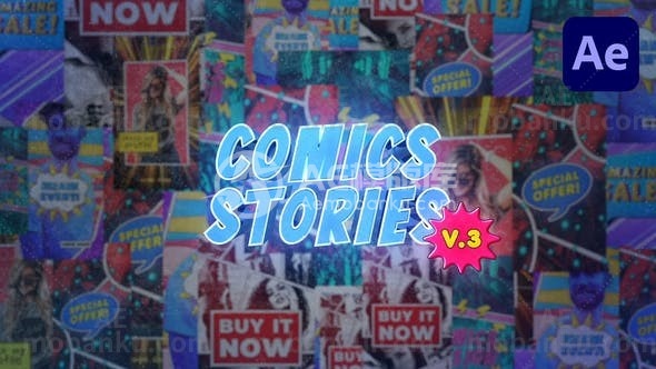 28206漫画Instagram垂直故事AE模版Comics Instagram Vertical Stories V.3