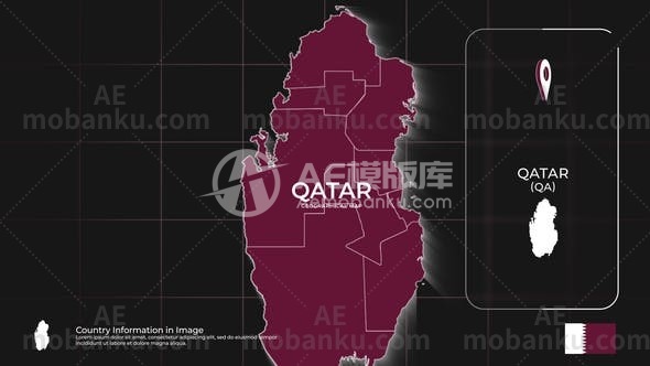 28226卡塔尔地图宣传片AE模版Qatar Map Promo