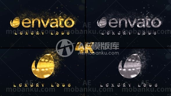 28234金色logo演绎动画AE模版Golden Logo Reveal