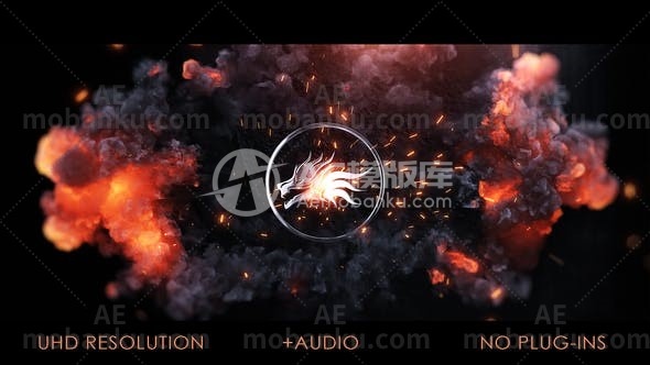 28253火焰logo演绎动画AE模版Fire Logo Impact