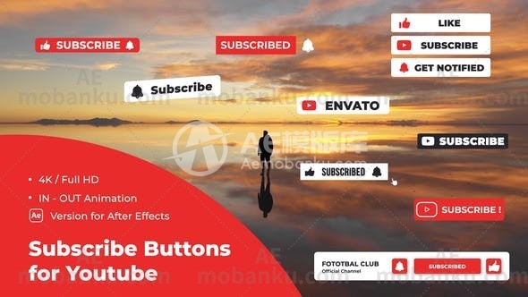 28256创意视频包装AE模板Subscribe Buttons for Youtube