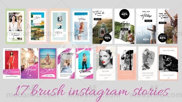 28294Instagram故事AE模板Brush Instagram stories
