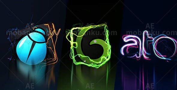 28296创意电流特效logo演绎动画AE模版Electric logo intros