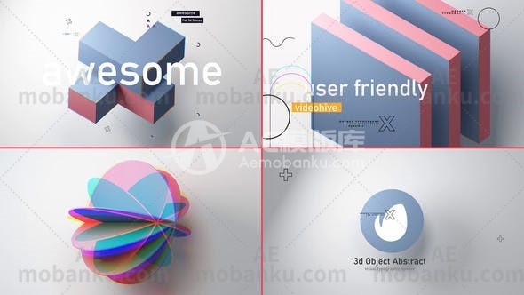 28308对象抽象3d介绍AE模版Object Abstract 3d Intro V 3.0