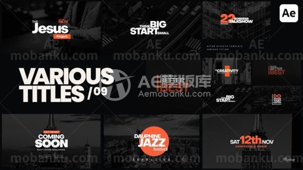 28323创意文字标题动画AE模版Various Titles 09