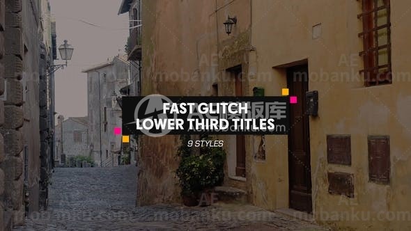 28324创意字幕条动画AE模版Fast Glitch Lower Third Titles