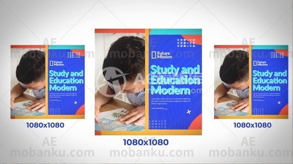 28343教育促销图文展示Instagram故事AE模版Education Promo Slideshow Instagram Post 1080×1080