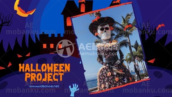 28346万圣节图文展示动画AE模版Halloween Slideshow