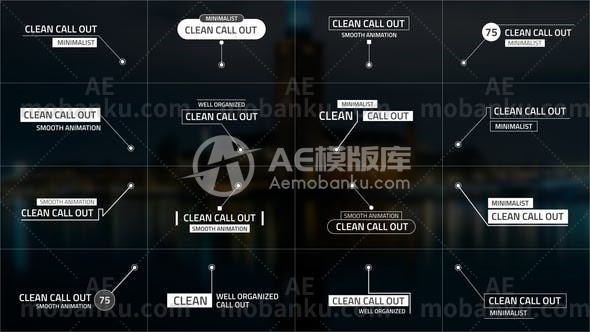 28373双文本线调出视频包装AE模版Double Textline Call-Out