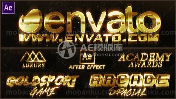 28384奢华金色文字logo演绎动画AE模版Luxury Gold Text Logo Intro